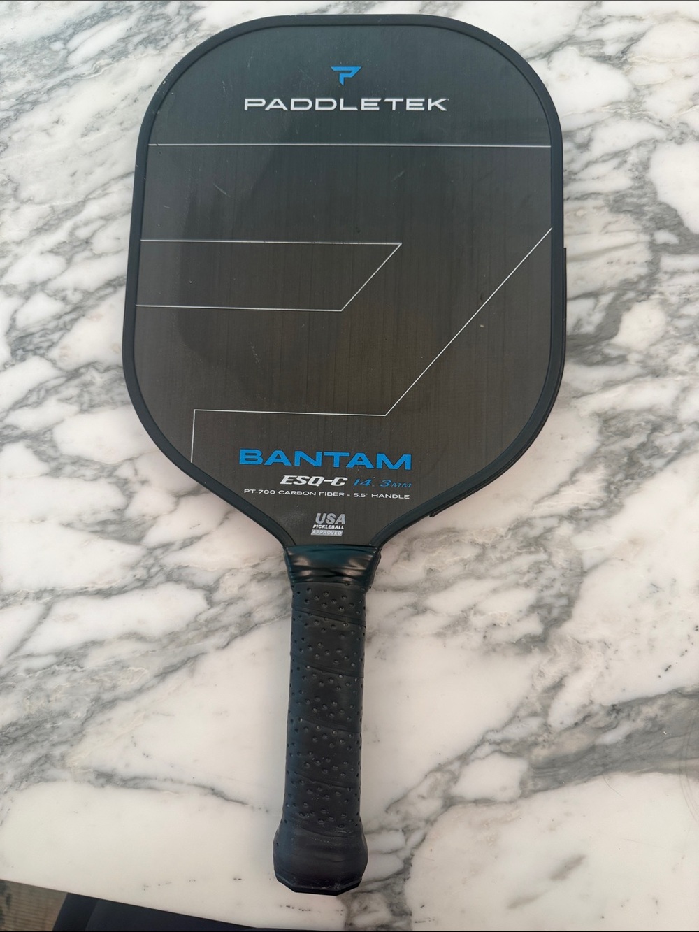 Paddletek Bantam ESQ-C Pickleball Paddle - Black with Blue Accents 14.3MM